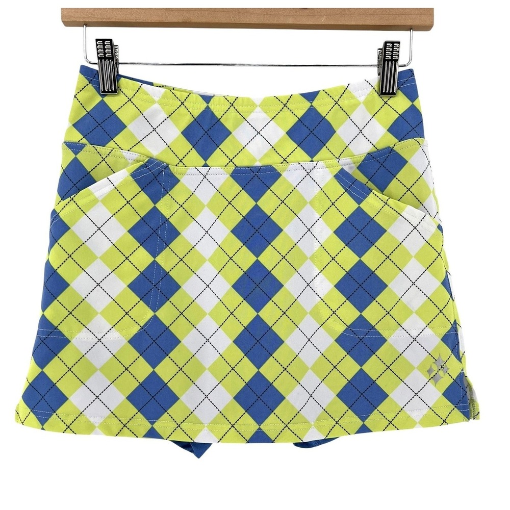 Jofit Skort Womens XS Multicolor Argyle Golf Tennis Built In Shorts Pockets